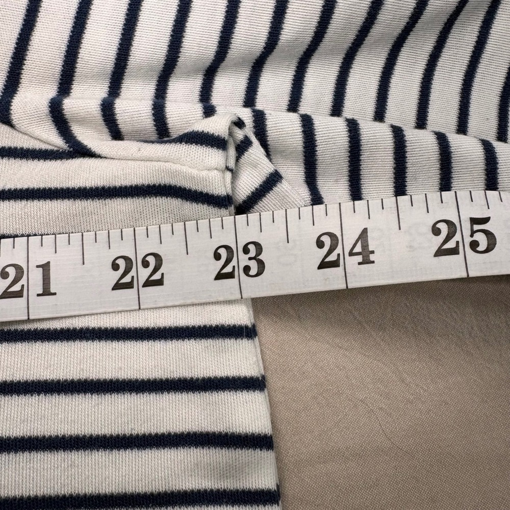 LC Lauren Conrad Striped Long Sleeve Top Navy White Button Shoulder XL - Picture 4 of 5